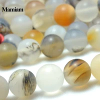 mamiam natural grey plants agate matte beads 6mm 8mm smooth loose round stone diy bracelet necklace jewelry making gift design