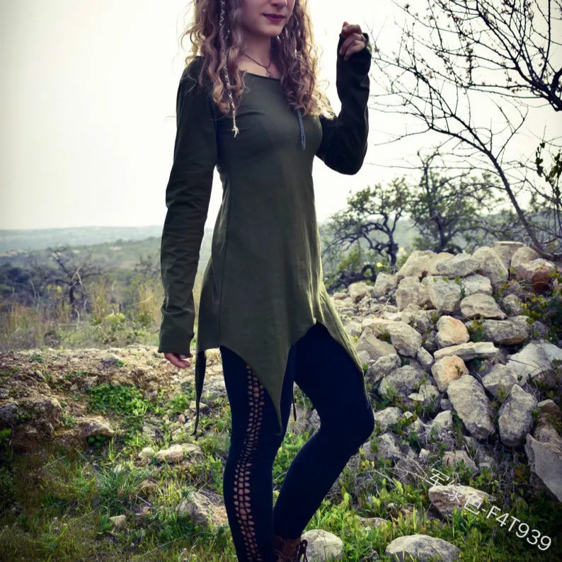 Женский винтажный облегающий костюм эльфа в средневековом стиле на Хэллоуин