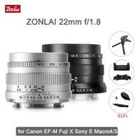 zonlai 22mm f1 8 manual prime lens for fuji sony e micro 43 canon ef m mount a6400 x t3 x t4 xs 10 x e3 x a2 mirrorless camera