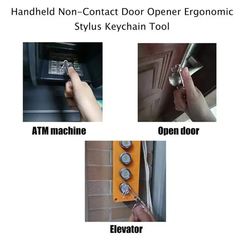 

4Pcs Acrylic Open Door Helper Zero Touch Assistant Safety Contactless Keychains