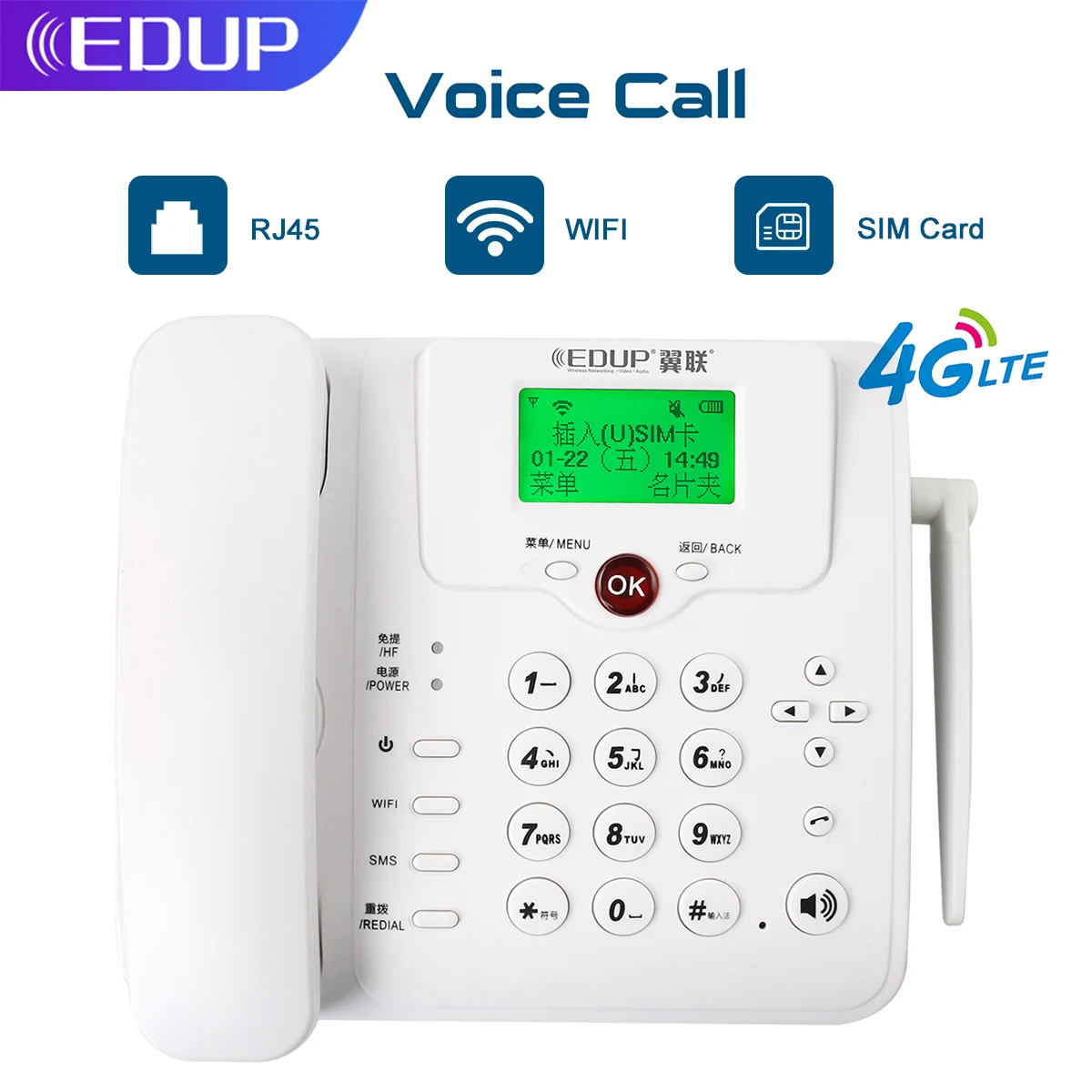 

EDUP 4G Wifi CPE Phone Router Wireless Hotspot GSM Voice Call Desk Telephone Landline With LAN SIM Card Slot For Small Shop Use