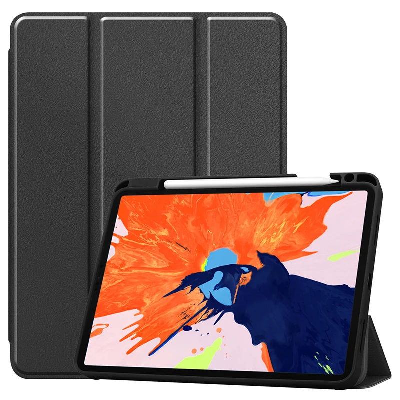 

TPU+PU Leather Case with Auto Sleep Wake UP and Pencil Slot for iPad Pro 12.9 2020/Pro 12.9 2018 3rd 4th Gen Smart Cover+Pen