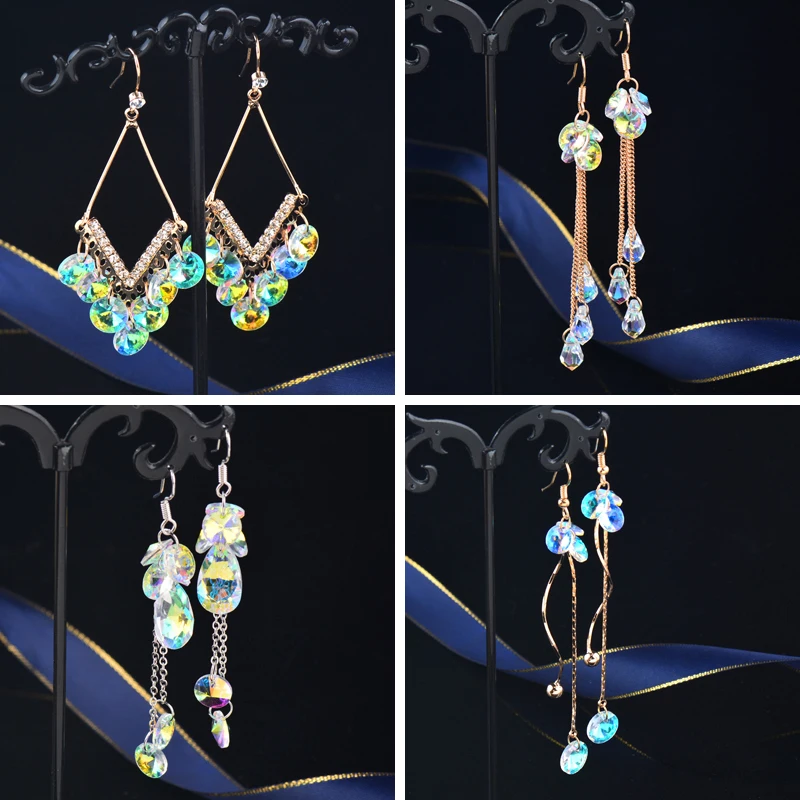 SINLEERY Round Circle Long Tassel Earring Yellow Gold Silver Color Crystal Earrings For Women 2021 wedding accessories ZD1 SSB | Украшения