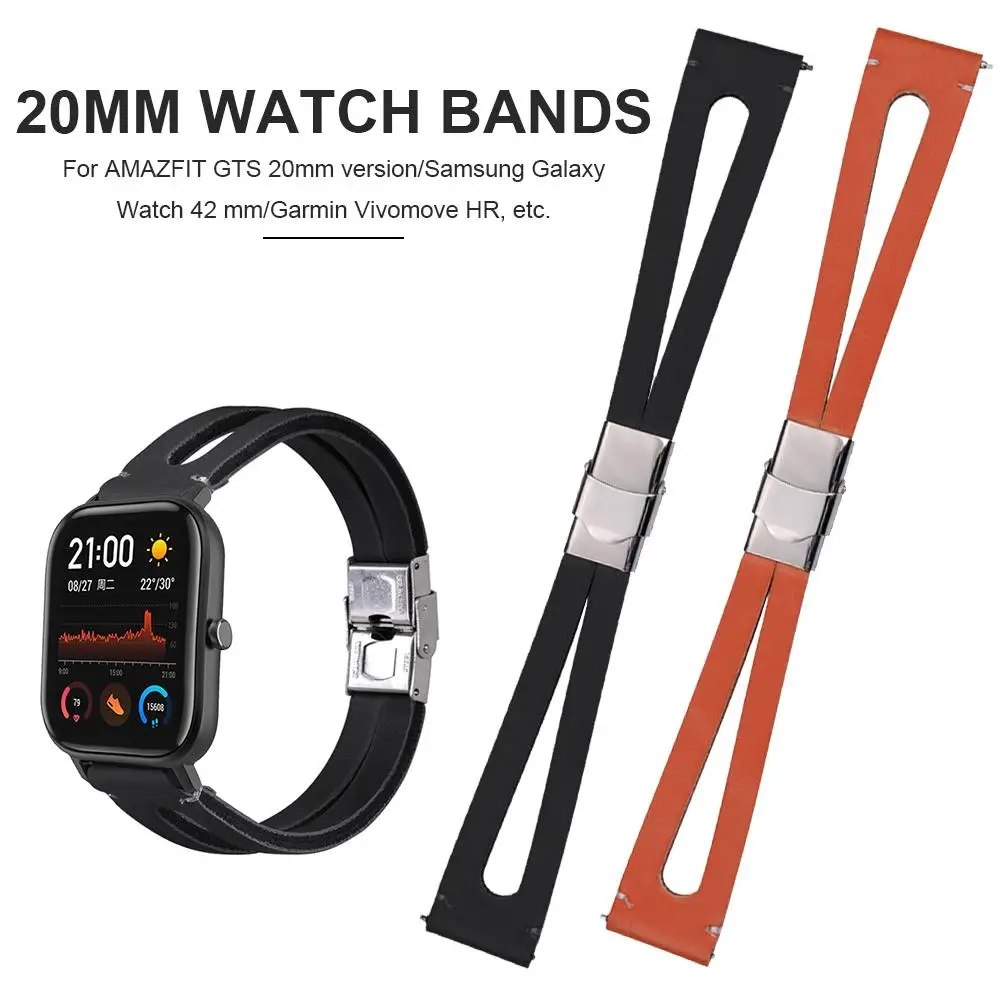 20 мм кожаный ремешок элегантный для Amazfit GTS G ремешок для 20 мм Универсальный Ретро Простой Смарт часы аксессуары ремешок для часов