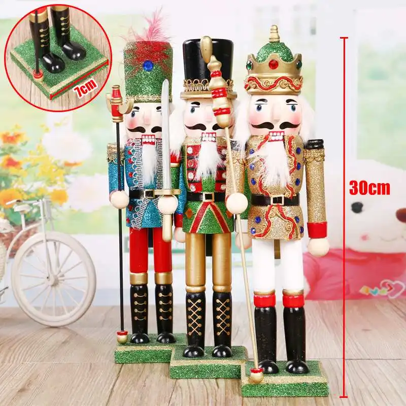 

Classic 30cm Handpainted Wooden Nutcracker Figurines Christmas Ornaments Dolls For Friends and Kids Home Decoration Accessories