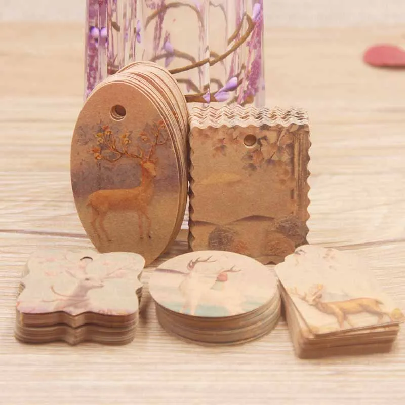 Горячая Распродажа 100 шт. мульти коричневый/белый подарочные этикетки бумажные