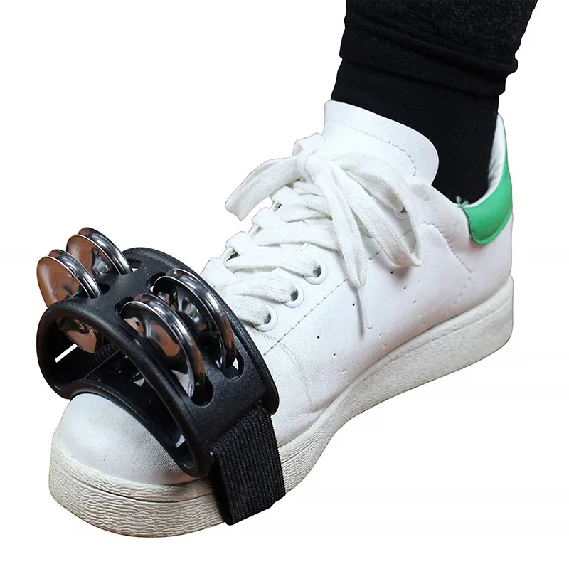 Ножной Тамбурин черный барабан компаньон Jingle бубен ударный инструмент аксессуар