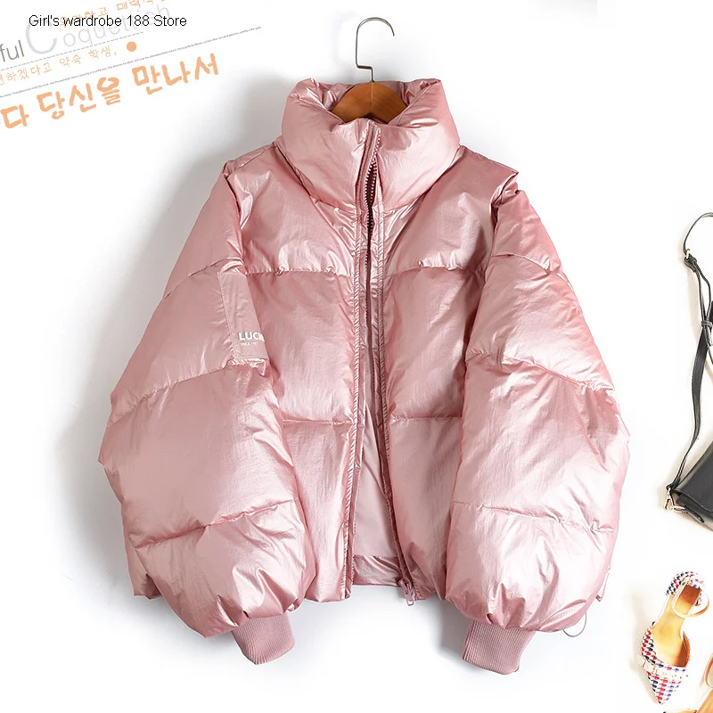 

Пуховик женский короткий с воротником-стойкой для зимы