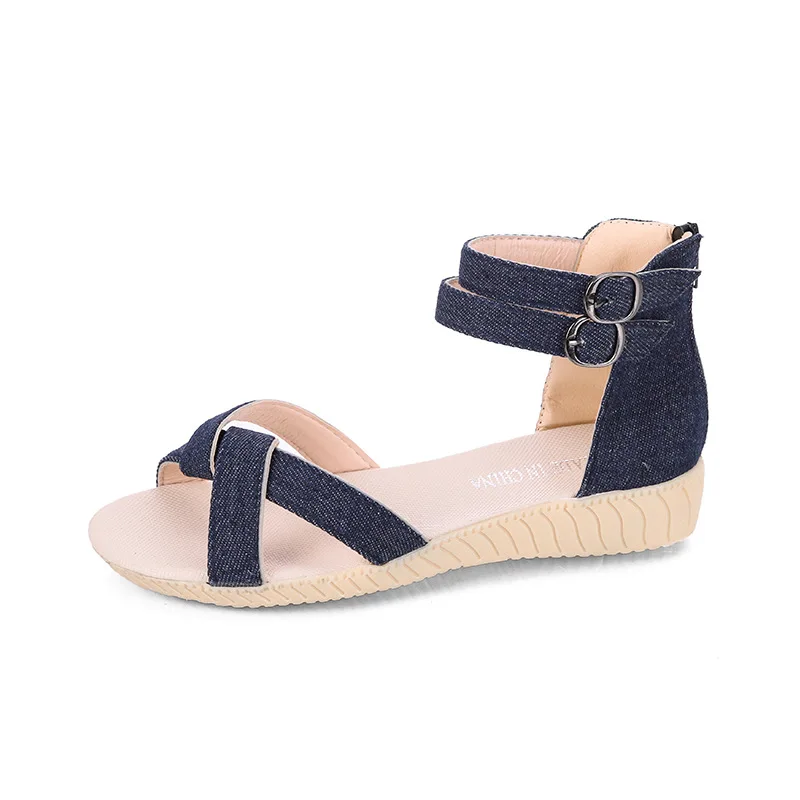 

2020 Summer New Ladies Sandals Female Buckle Flat Roman Shoes Large Size Open Toe Beach Student Sandals Women Sandals