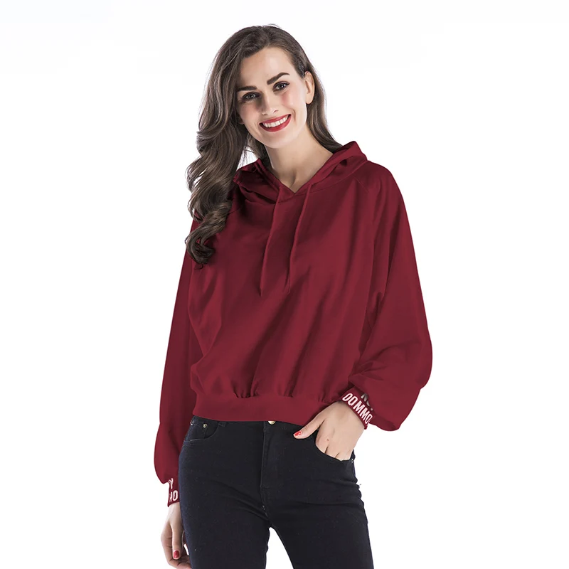 

New Women Hoodies & Sweatshirt Letter Printing Solid Sport Loose Hoodies For Female High Quality Women Pullovers