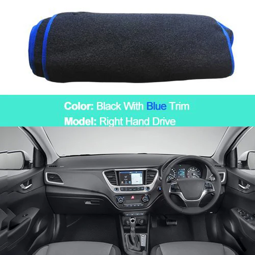 RHD Blue 2-слойный автомобильный внутренний коврик для приборной панели для hyundai Solaris 2 Accent Verna солнцезащитный коврик для автомобиля - Название цвета: RHD Blue