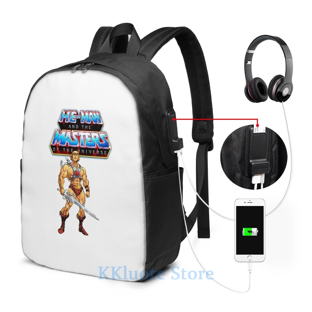 Забавный рюкзак с графическим принтом He-Man and the Masters of Universe USB-зарядкой мужские
