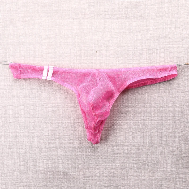 10PCS Lot Men's Underwear Thongs Pouch Briefs Solid Color Soft Low Rise Perspective Mesh G-string Bikini T-back Underpants