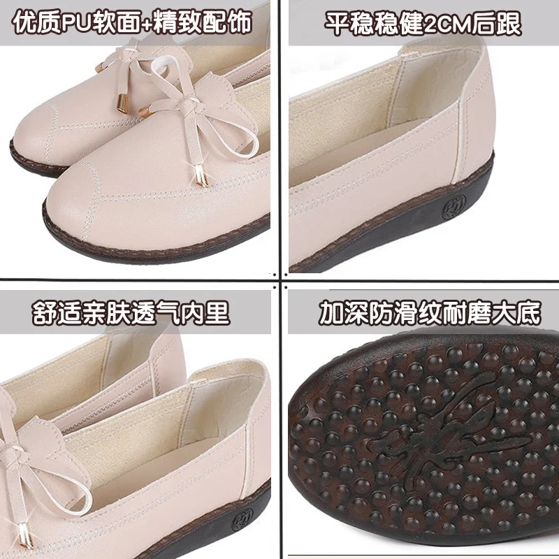 

Slip On Shoes For Women Round Toe Soft Casual Female Sneakers Bow-Knot All-Match Flats Slip-on Nurse New Grandma Moccasin Summer