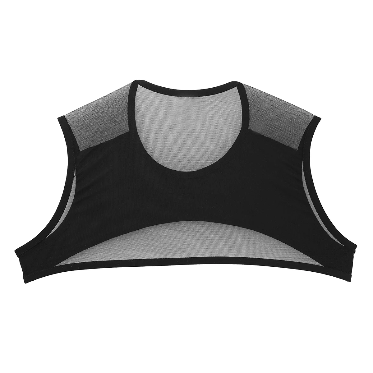 Латексная кожа жгут мужское белье лоскутное без рукавов Sheer Mesh Muscle половина майка жилет Клубная одежда сценический костюм укороченные топы