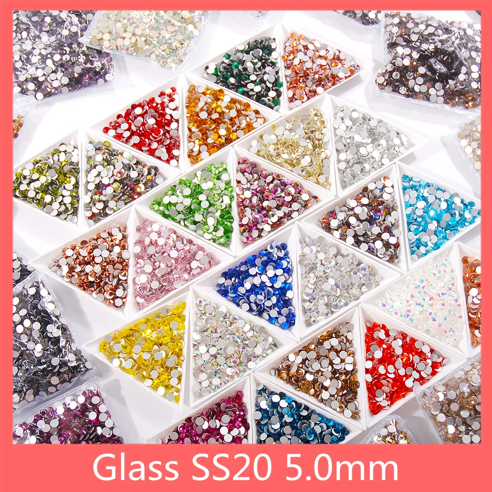 

1440pcs/lot SS20 5mm Nail Crystal AB Flat Back Non Hot Fix Rhinestones 3D Glass Nail Art Decorations Diamond Accessories