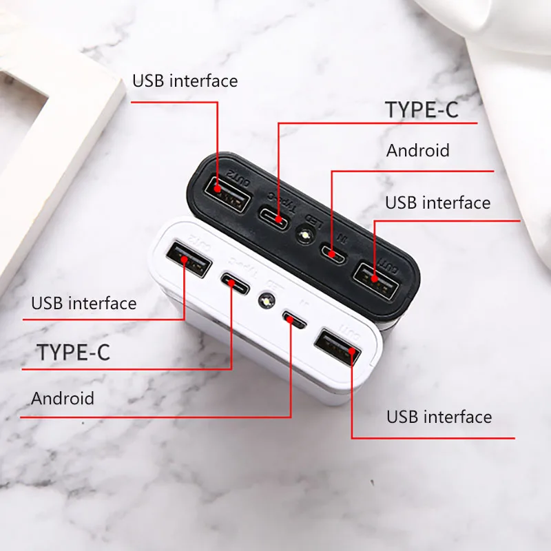 

Digital Display Micro Type-c Power Bank Shell 4*18650 Battery Box Powerbank Case Shell Charging Case Kit DIY Assembly