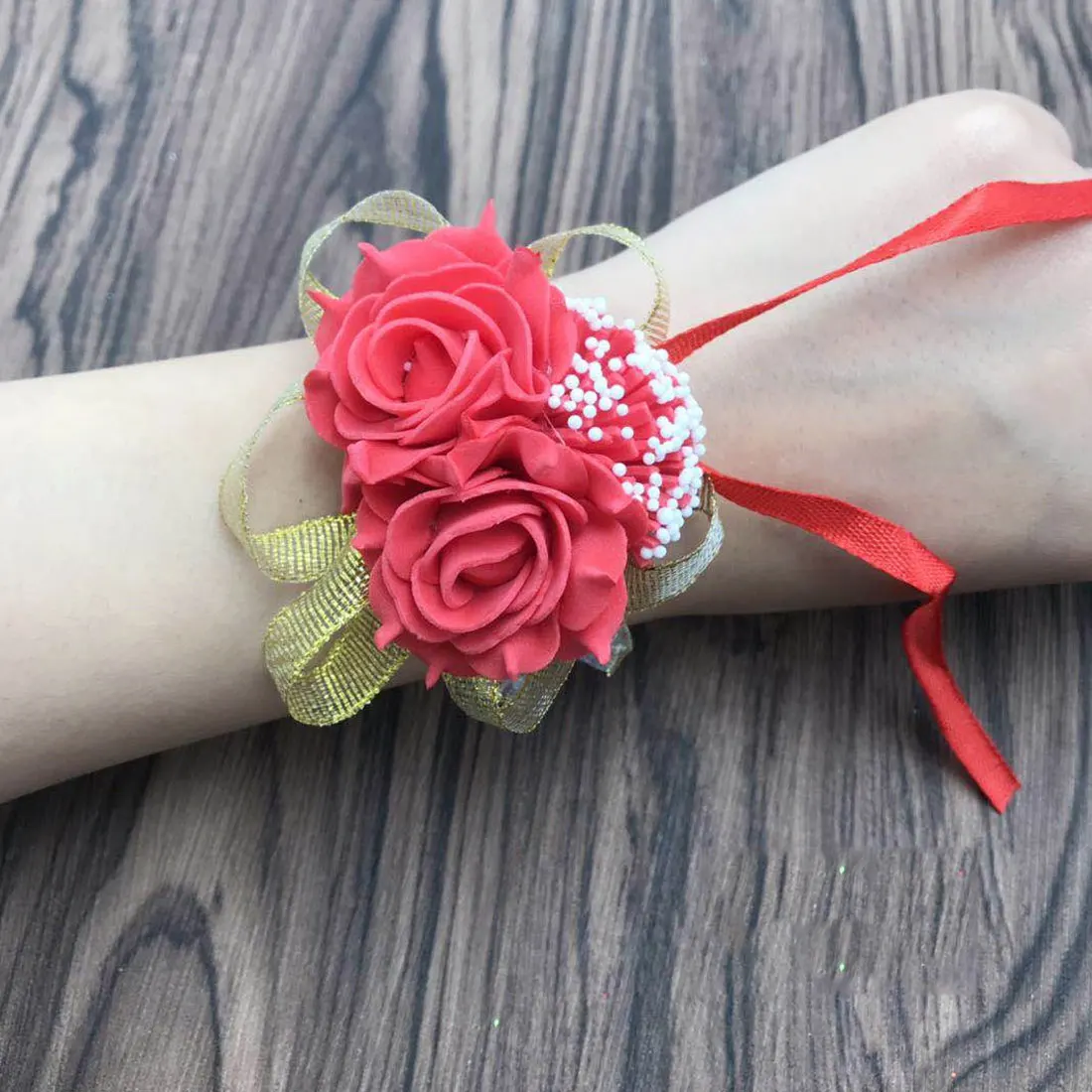 1 шт. искусственные розы Свадебные украшения mariage наручные корсажи ручной цветок