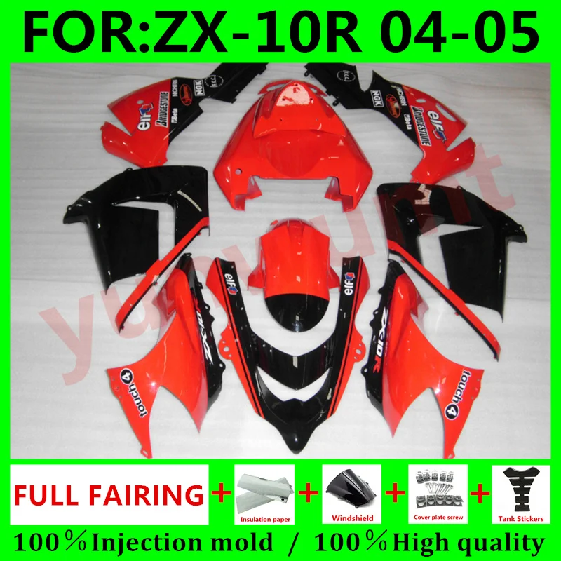 

Новые обтекатели для мотоциклов Kawasaki ZX10R ZX-10R 04 05 лет ZX 10R 2004 2005 комплект обтекателей из АБС-пластика, Обтекатели с полным покрытием кузова, кр...