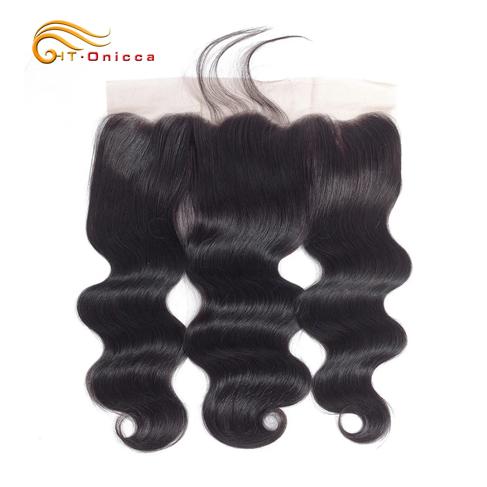 

13x4 Lace Frontal 1B Color Brazilian Remy Human Hair Body Wave Frontal Swiss Lace 13*4 Ear to Ear Lace Frontal Closure Htonicca