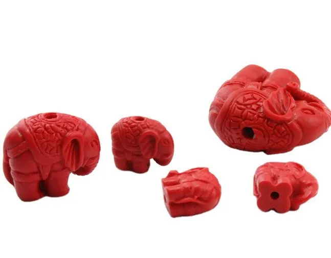 50 шт./лот DIY Искусственные резные бусины в виде слона Cinnabar для сережек браслетов