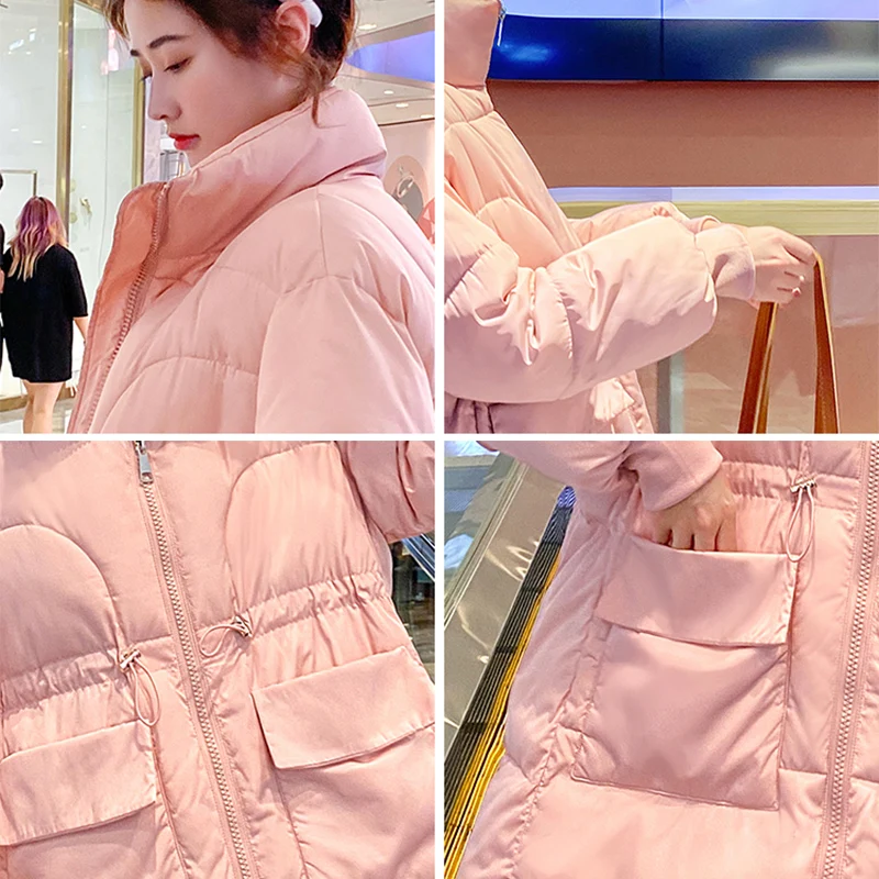 

2021 New Winter women parkas fashion shiny fabric thicken windproof warm jackets coat outwear snow wear jacket S-XL