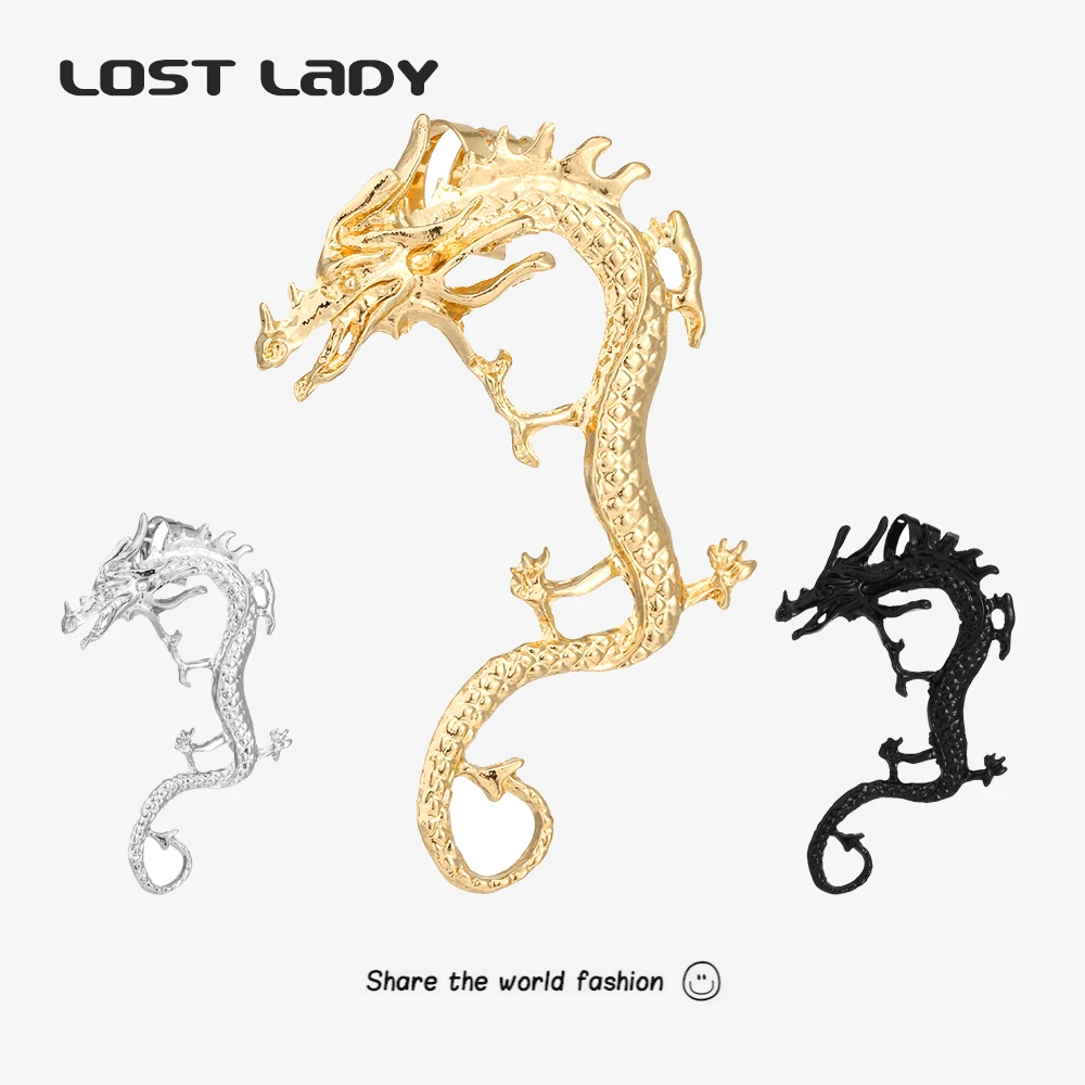 

Lost Lady New Fashion Single Dragon Stud Earring Vintage Punk Jewelry Novelties Earring for Women Earring With Dragon 2021 Party