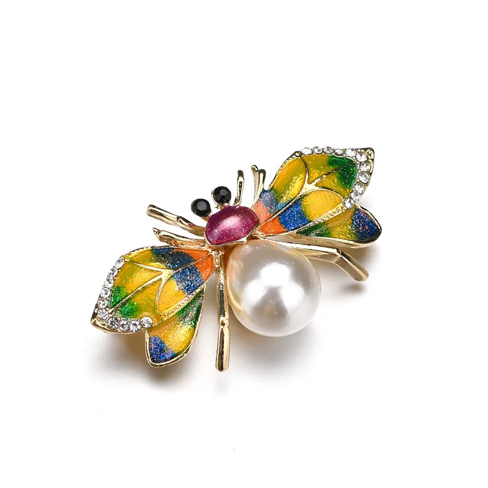 Цветная брошь в виде пчелы для женщин красивые Стразы сплав животное насекомое