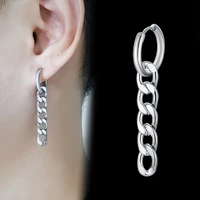 rock punk cuban chain dangle earrings for men women jewelry solid stainless steel statement unisex ear gifts jewelry