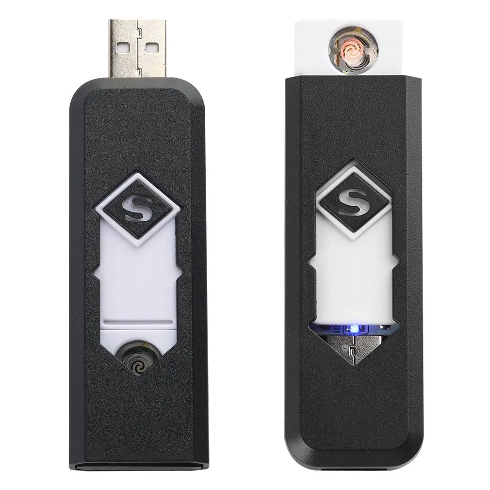 Электронная USB-зажигалка для сигарет ветрозащитная ультратонкая Зажигалка без