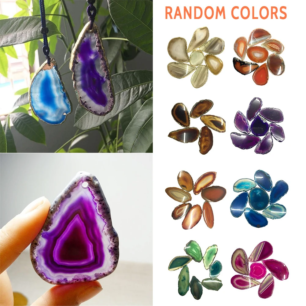 

1Pcs Natural Agate Geode Polished Irregular Crystal Slice Brazil Healing Reiki Stone Quartz Pendant Mineral Home Decor 4-7cm