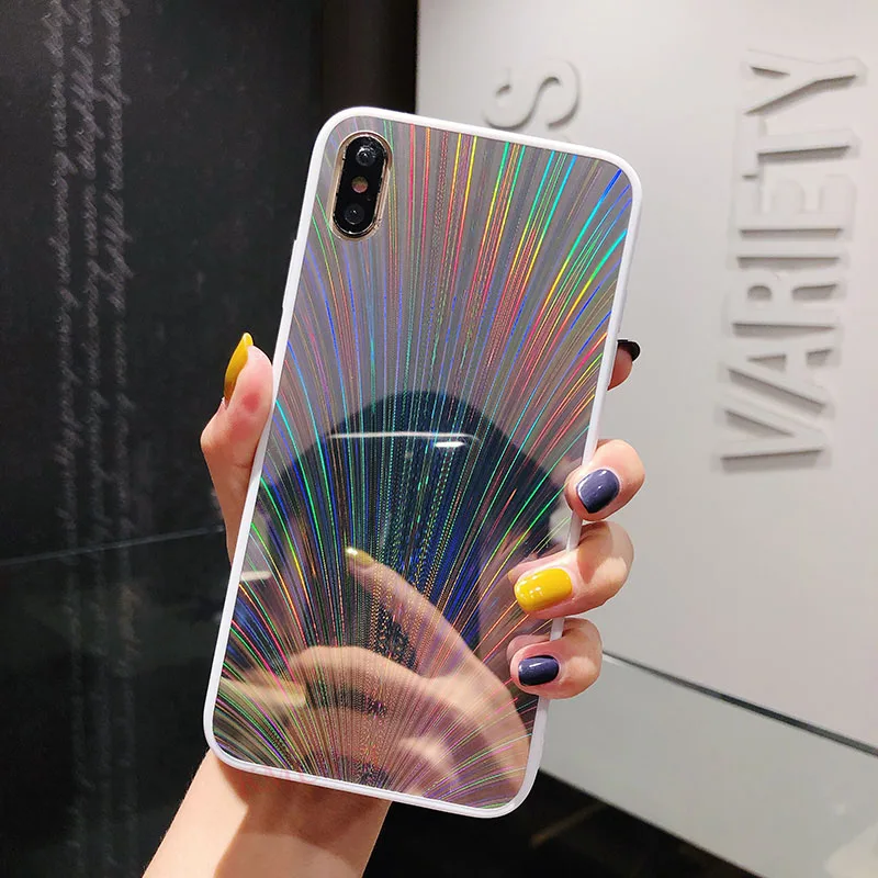 Bing Блестящий зеркальный чехол для iPhone X XS Max XR 7 6 S 8 Plus лазерный чехол с перьями павлина для iPhone 11 5,8 6,1 6,5 дюйма