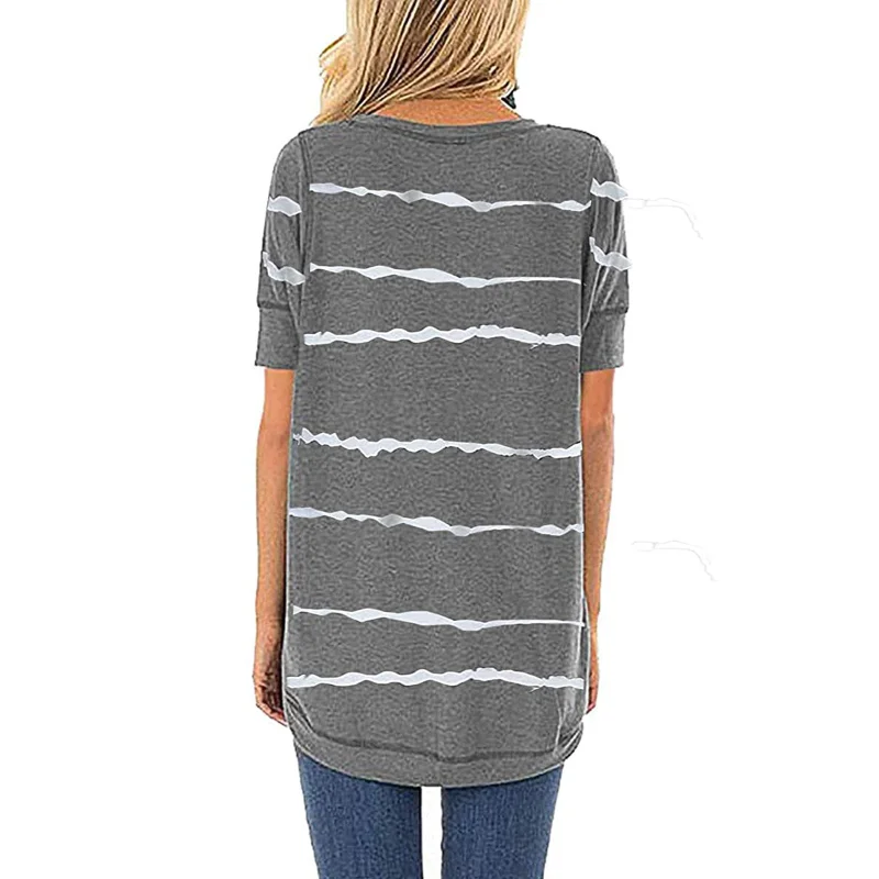

New Women Summer Funny T-Shirts Short Sleeve O Neck Striped Print Shirts Female Fashion Loose Ladies Tops