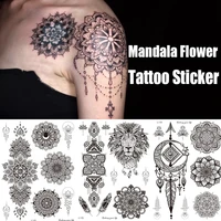 1pcs waterproof black temporary tattoo sticker retro hand back pattern tattoo sticker mandala flower clavicle temporary tattoo