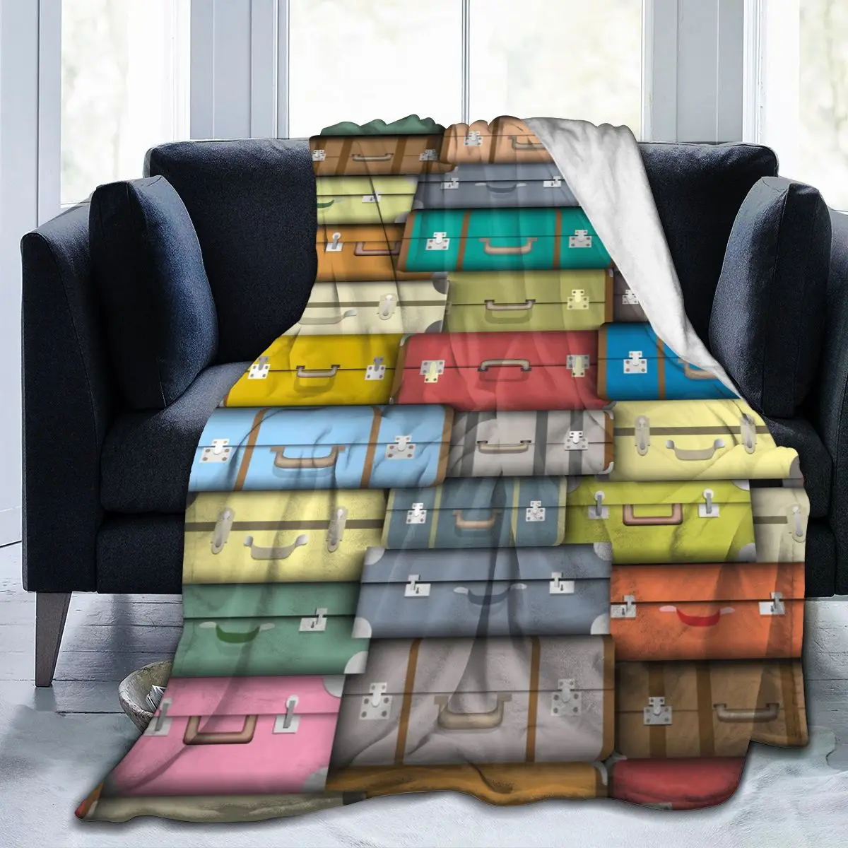

Мягкое теплое Флисовое одеяло, цветные чемоданчики, зимний плед для дивана, светильник кие тонкие фланелевые одеяла 3 размера с механическо...