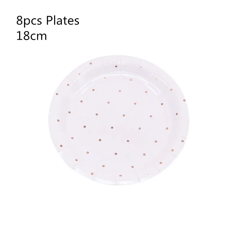 8pcs Plates 8/10 шт. розовое золото одноразовая посуда тарелка салфетки под чашки звезда Baby Shower одежда для свадьбы, дня рождения украшения свадебные принадлежности - Цвет: 8pcs Plates