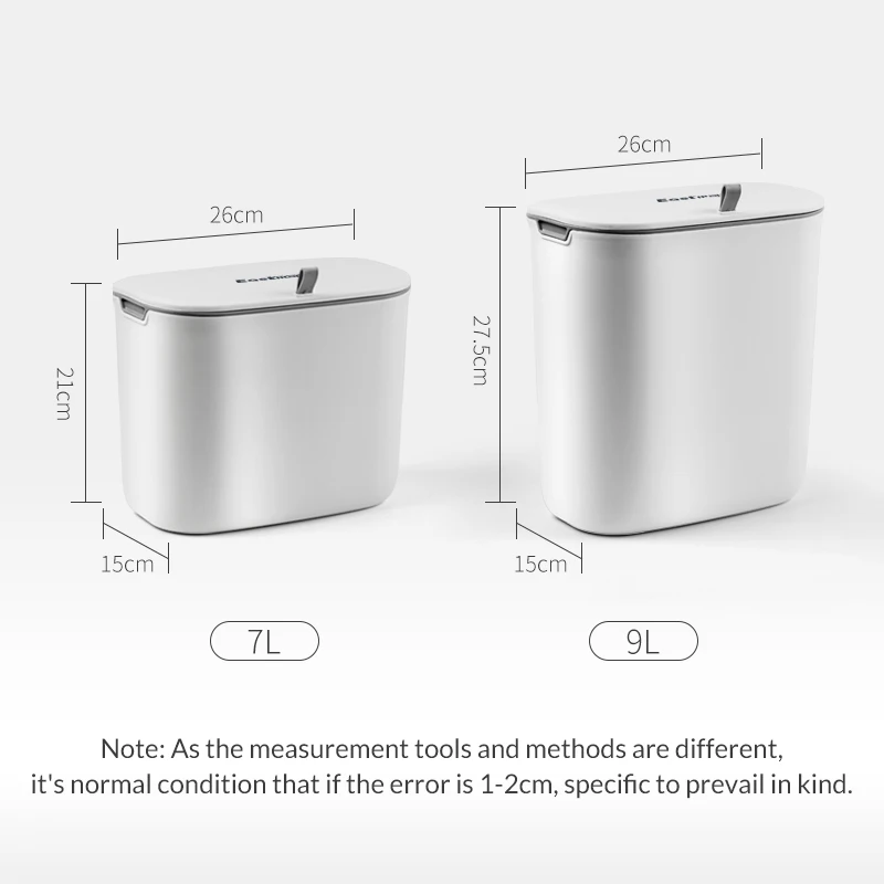 east 7l 9l wall mounted trash can bin with lid sliding lid waste bin kitchen cabinet door hanging dustbin white trash bin free global shipping