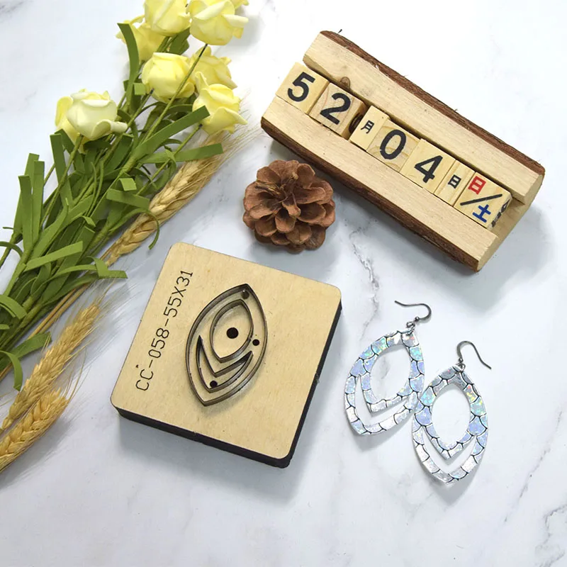 Япония Дамасская сталь высечки стальное зубило разнополых сережки в форме