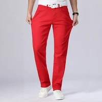 2020 new spring autumn mens classic redwhite jeans loose straight leg slim fit cotton jeans fashion casual mens brand pants