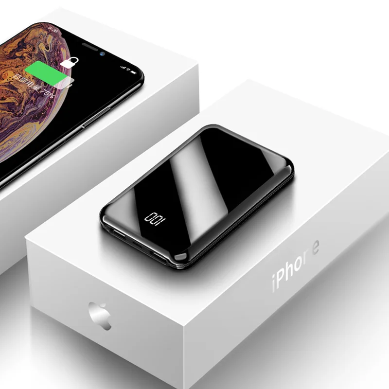 black ROCK Min 10000 мАч Внешний аккумулятор для xiaomi iPhone с ЖК-дисплеем, портативное зарядное устройство, внешний аккумулятор, внешний аккумулятор, быстрая зарядка - Цвет: black