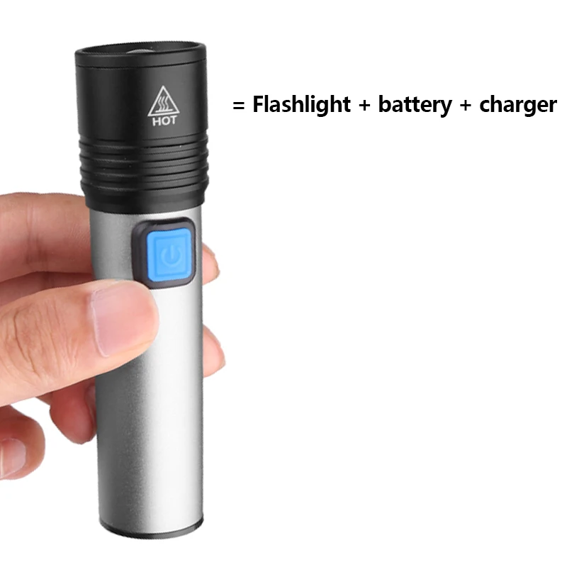 XM L T6 встроенный аккумулятор светодиодный Usb Перезаряжаемый фонарик маленький