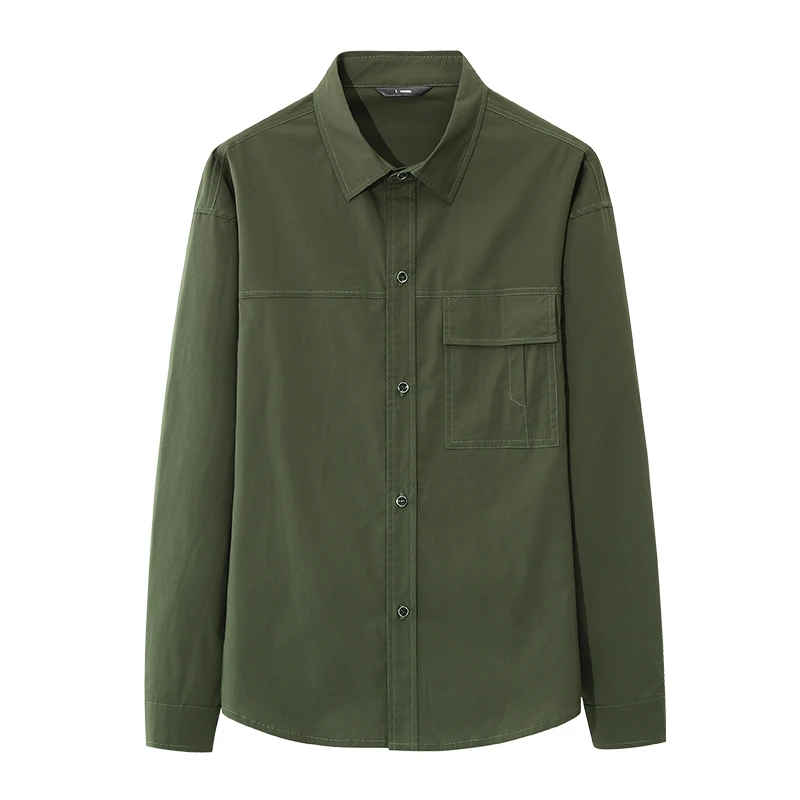 High quality Men's Slim Fit Dress Shirts Masculina Business Male Long Sleeves Army Casual Turn Down Neck Shirt Homme 4XL