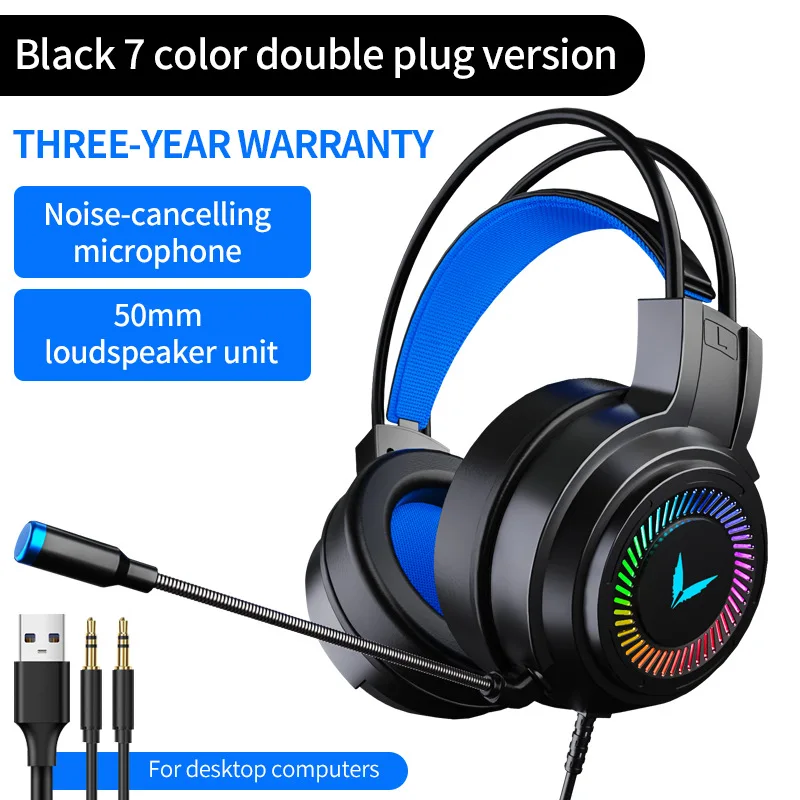 earphones 7.1 Channel  colorful led light headphones Noise-canceling esports headset enlarge