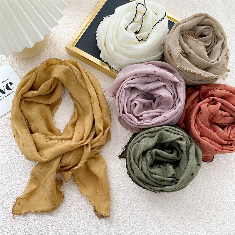 

Универсальный шарф в горошек Корейская версия милый декоративный шарф теплый удобный треугольный шарф красивый стильный Шелковый шарф