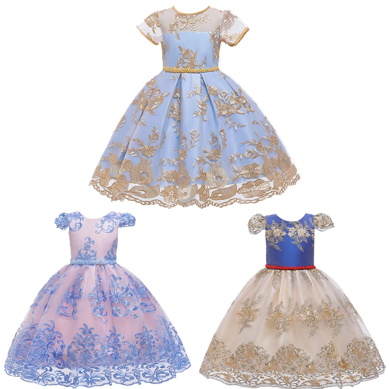 Платья для официальной вечеринки модное милое платье с вышивкой и бантом девочек