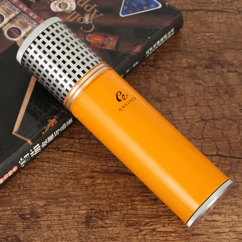COHIBA портсигар трубка путешествия Humidor чехол для сигар банка портативный алюминиевый открытый коробка для сигар Humidor с увлажнитель с гигрометром