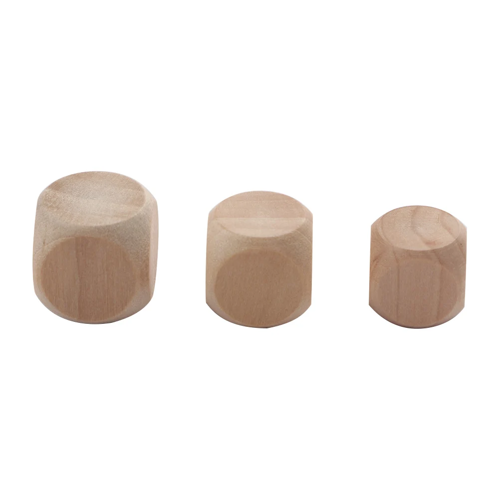 

10pcs Wood Dices 6 Sided Blank Cubes Round Corner For DIY Printing Engraving Kid Toys Family Party Games