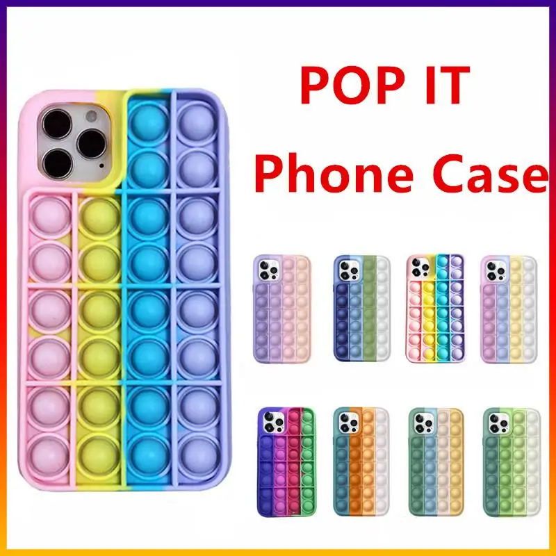 

Fidget Toy Pop Phone Case for iPhone 12 Case 6.1inch Cartoon Kawaii Silicone Design Cover Fashion Cool Protective Color Bubble