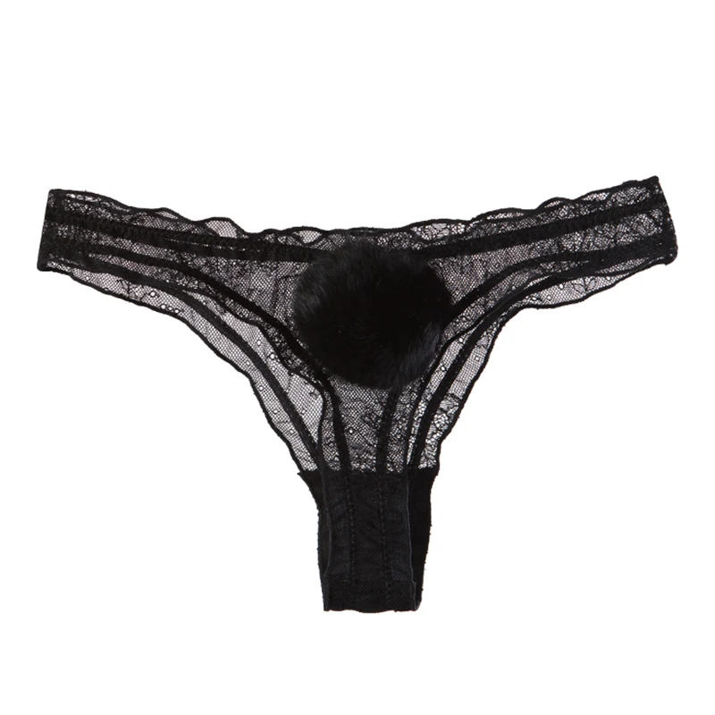 

Cute Rabbit Tail Sexy Lace Panties Women Breathable Transparent Seamless Underwear G-string Thong Sexy Lingerie