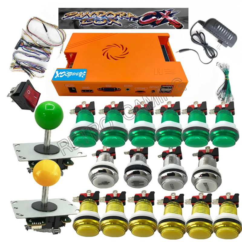 

Набор для сборки 2 игроков 2800 в 1, комплект аксессуаров для аркадной консоли, с 5-контактным джойстиком светодиодный Ной кнопкой